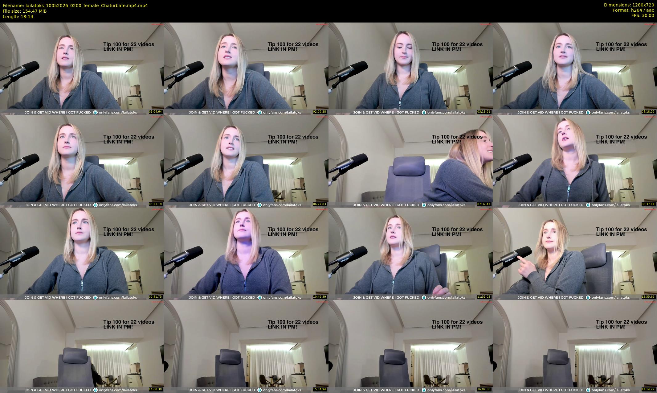 lailatoks — 19 minute Chaturbate female cam show recording, 720p, May 10, 2026