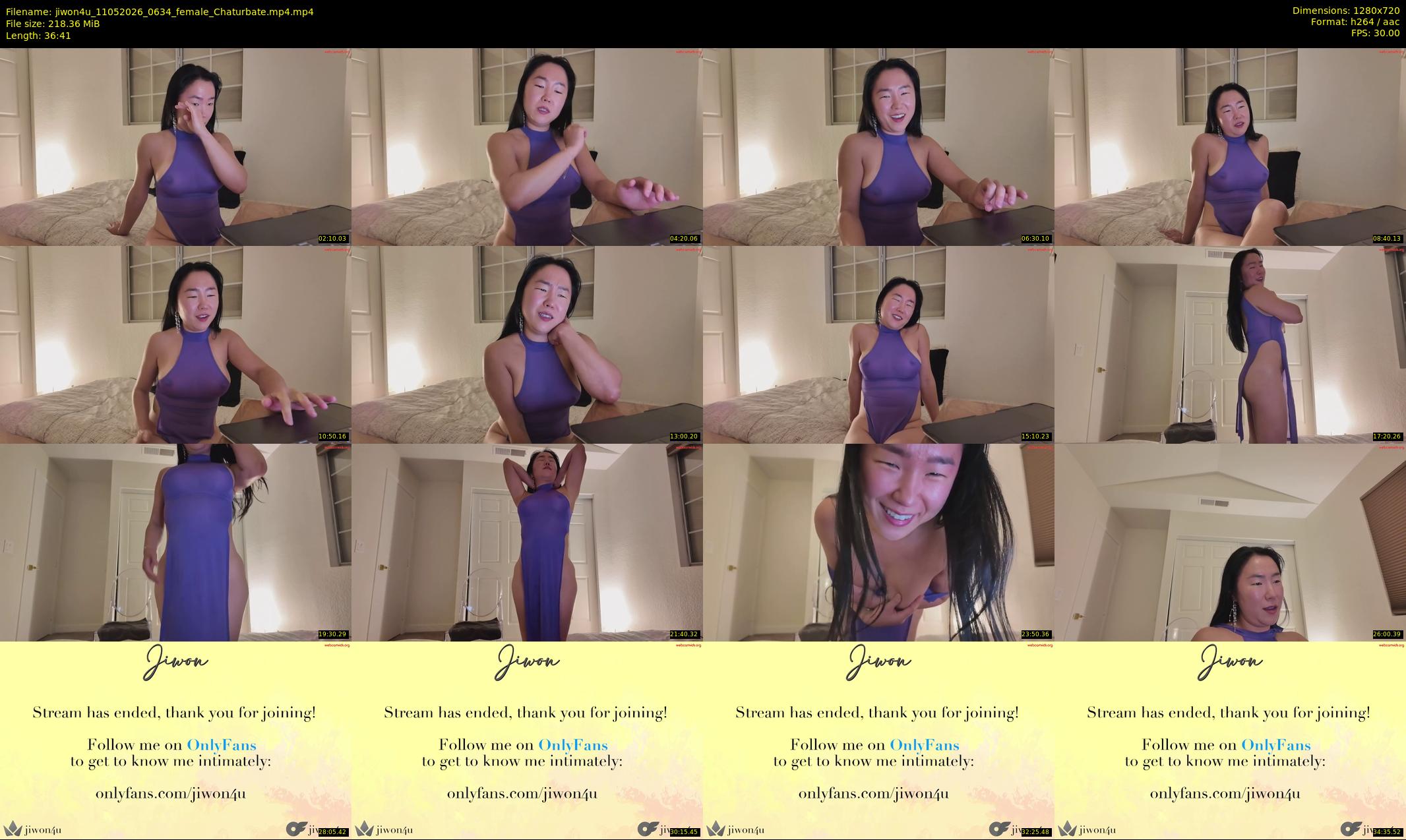 jiwon4u — 37 minute Chaturbate female cam show recording, 720p, May 11, 2026