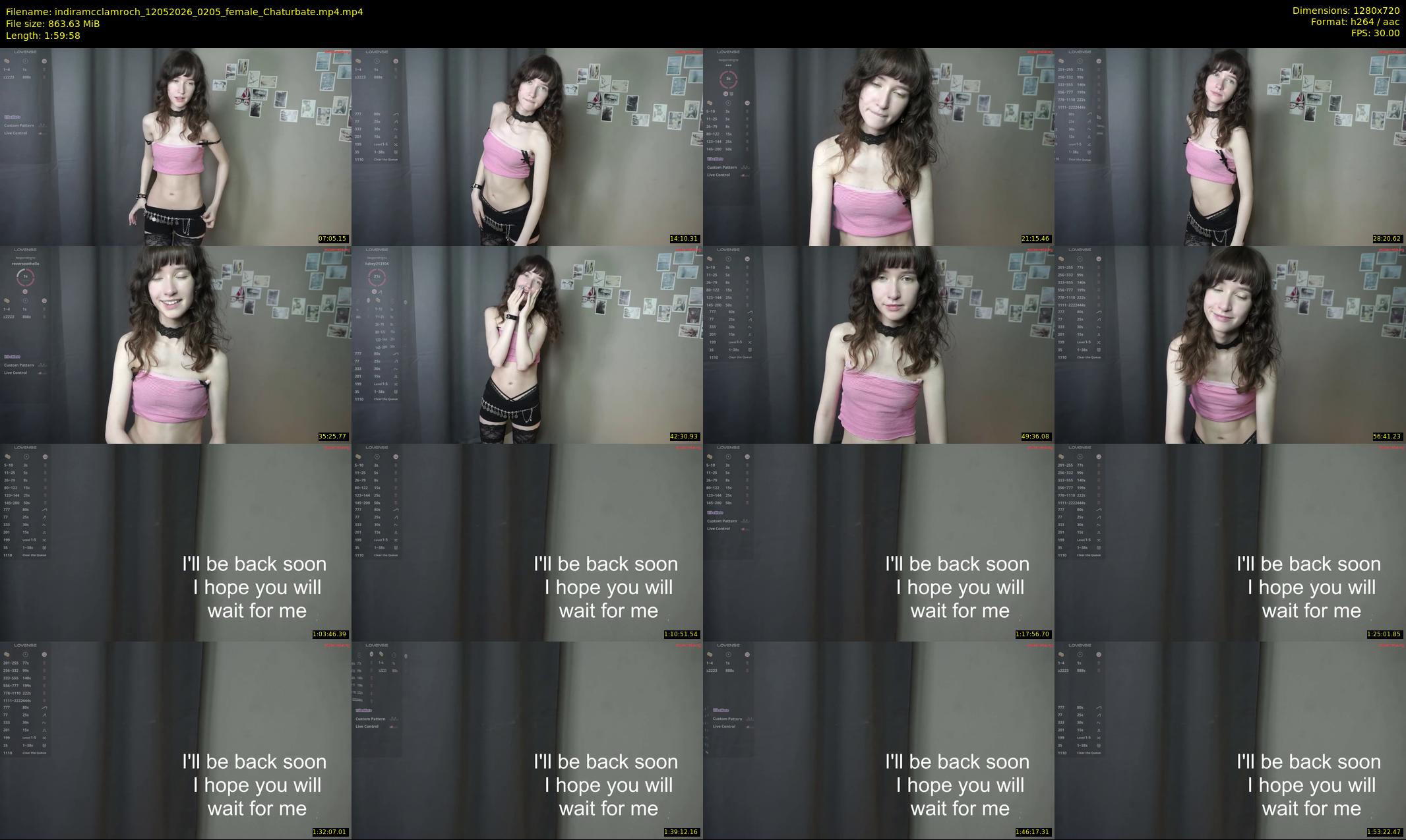 indiramcclamroch — 120 minute Chaturbate female cam show recording, 720p, May 12, 2026
