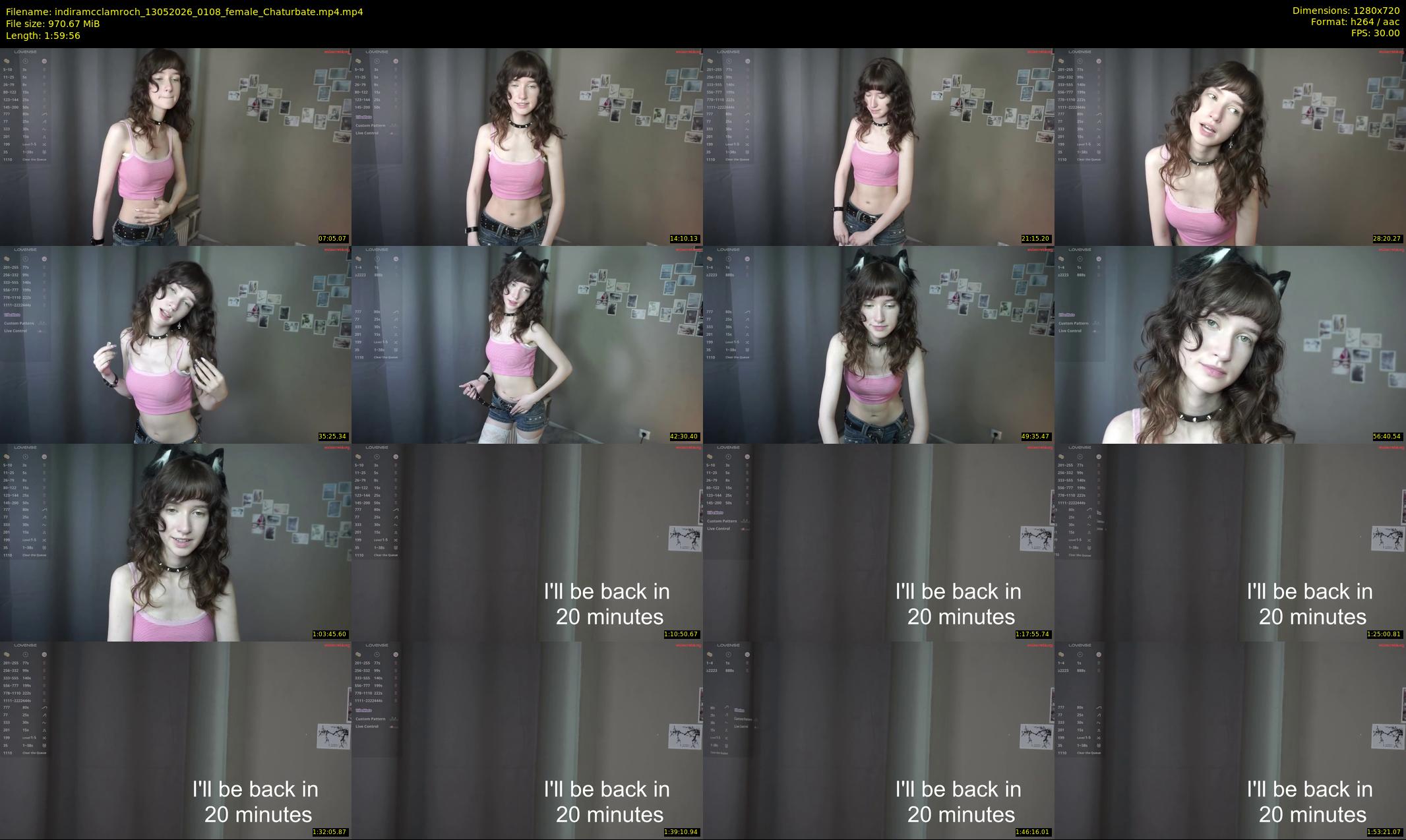 indiramcclamroch — 120 minute Chaturbate female cam show recording, 720p, May 13, 2026