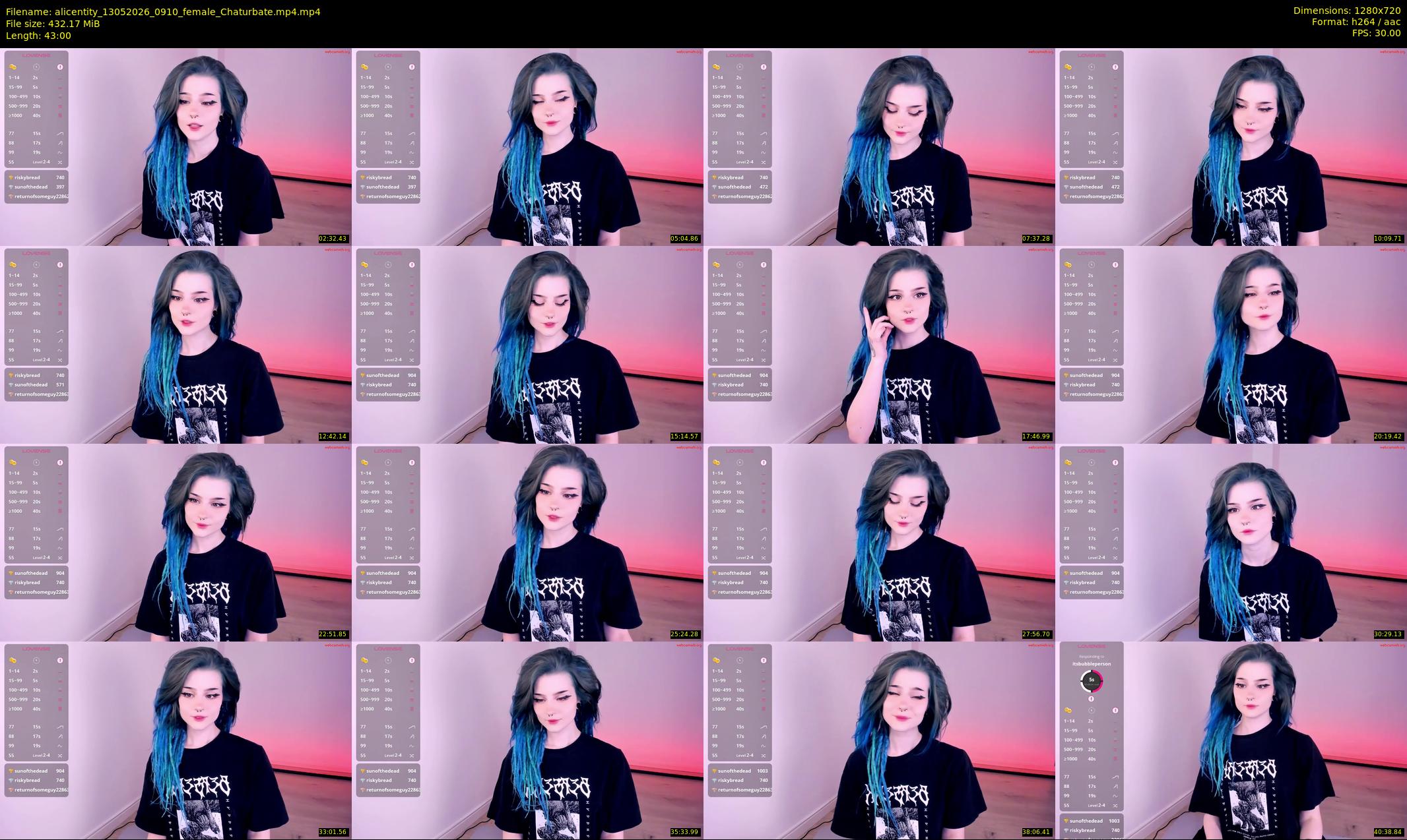 alicentity — 43 minute Chaturbate female cam show recording, 720p, May 13, 2026