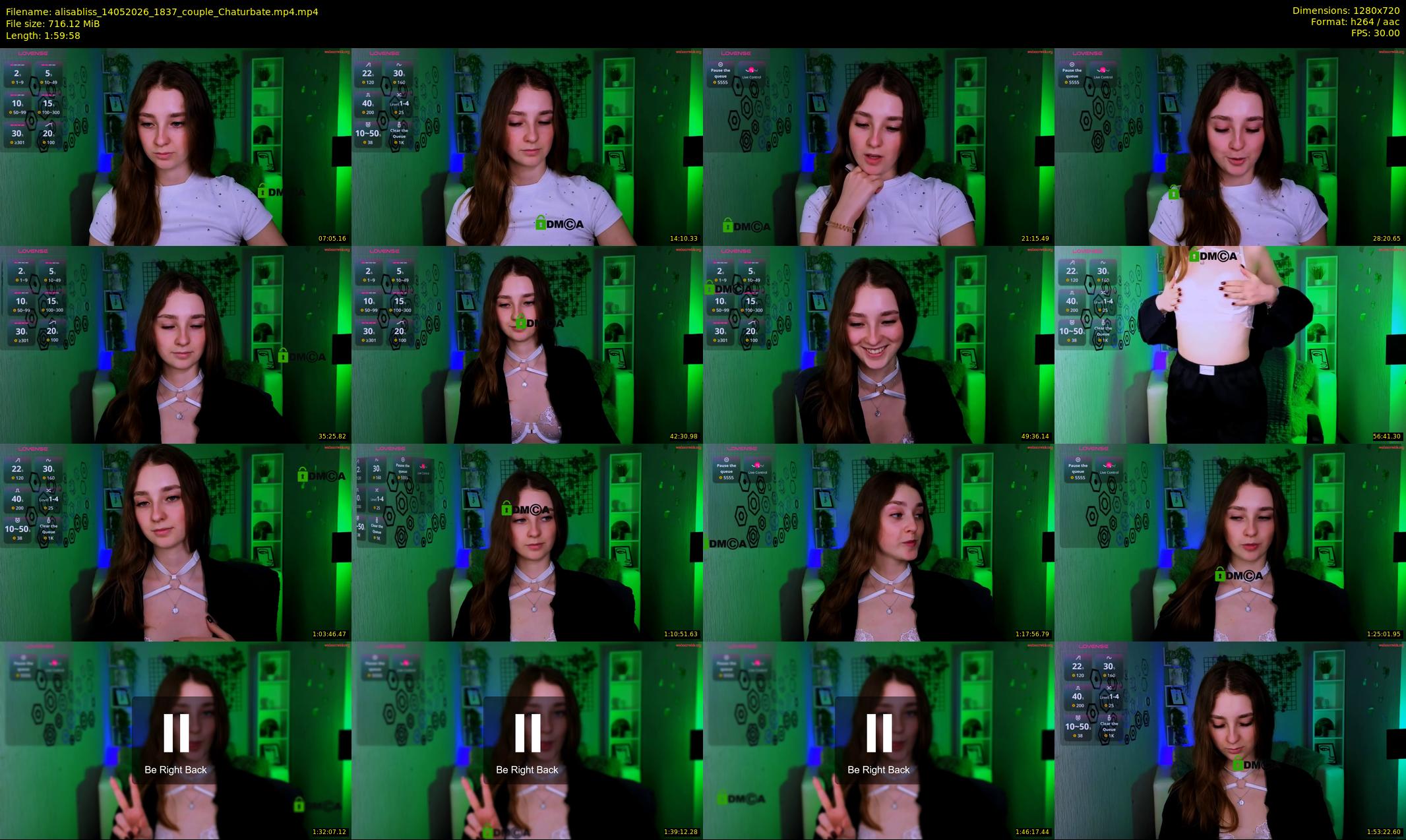 alisabliss — 120 minute Chaturbate female cam show recording, 720p, May 14, 2026