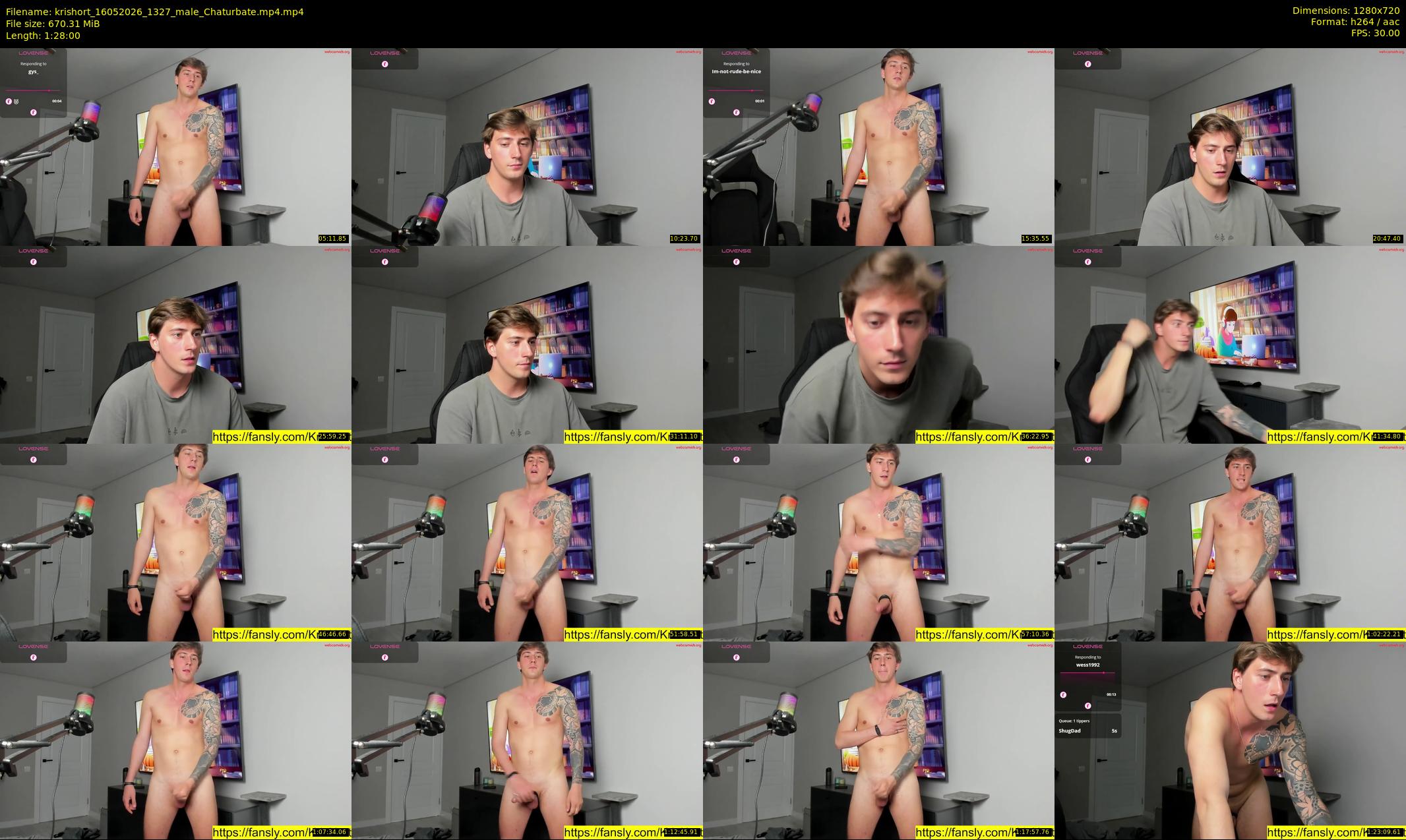 krishort — 88 minute Chaturbate male cam show recording, 720p, May 16, 2026