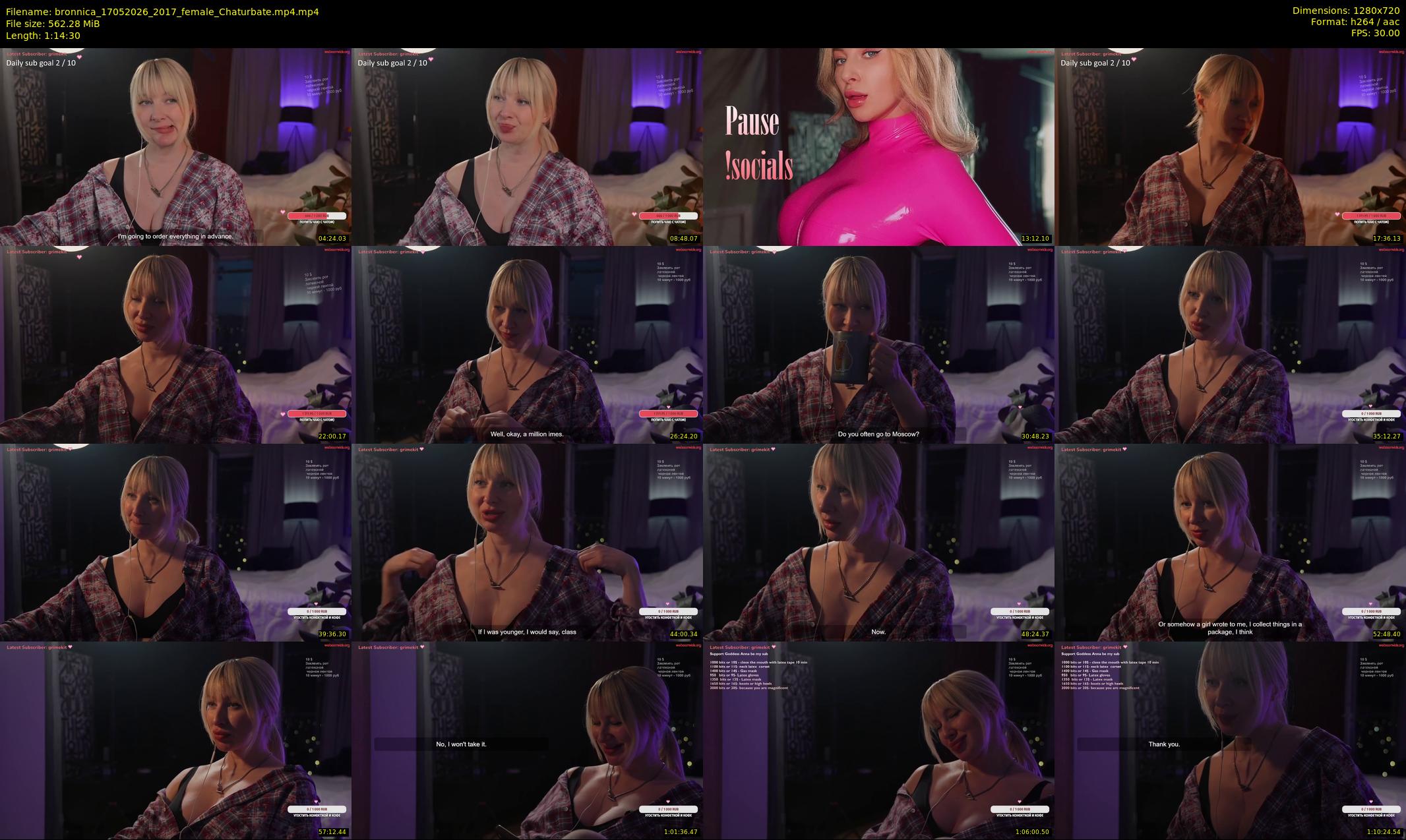 bronnica — 75 minute Chaturbate female cam show recording, 720p, May 17, 2026