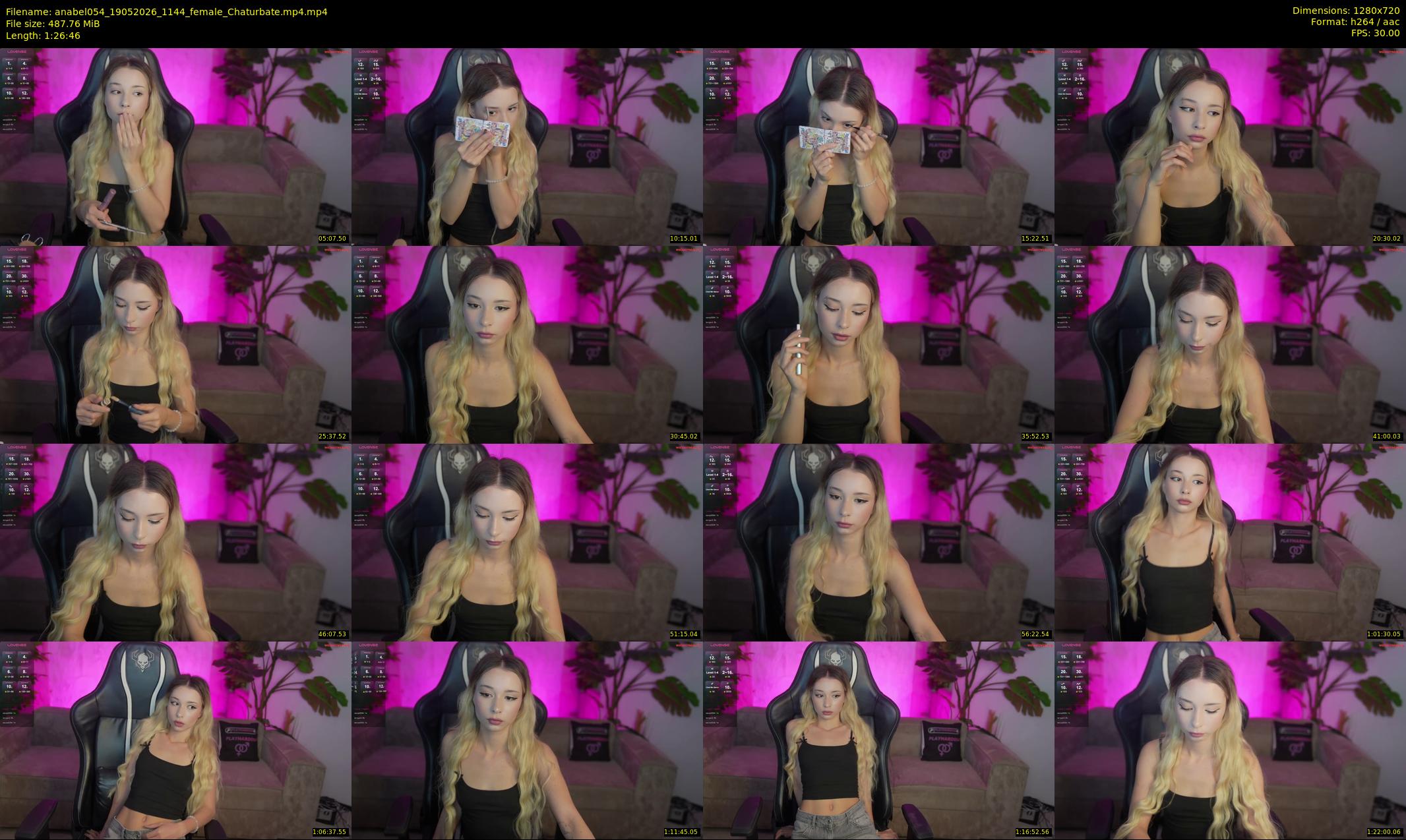 anabel054 — 87 minute Chaturbate female cam show recording, 720p, May 19, 2026
