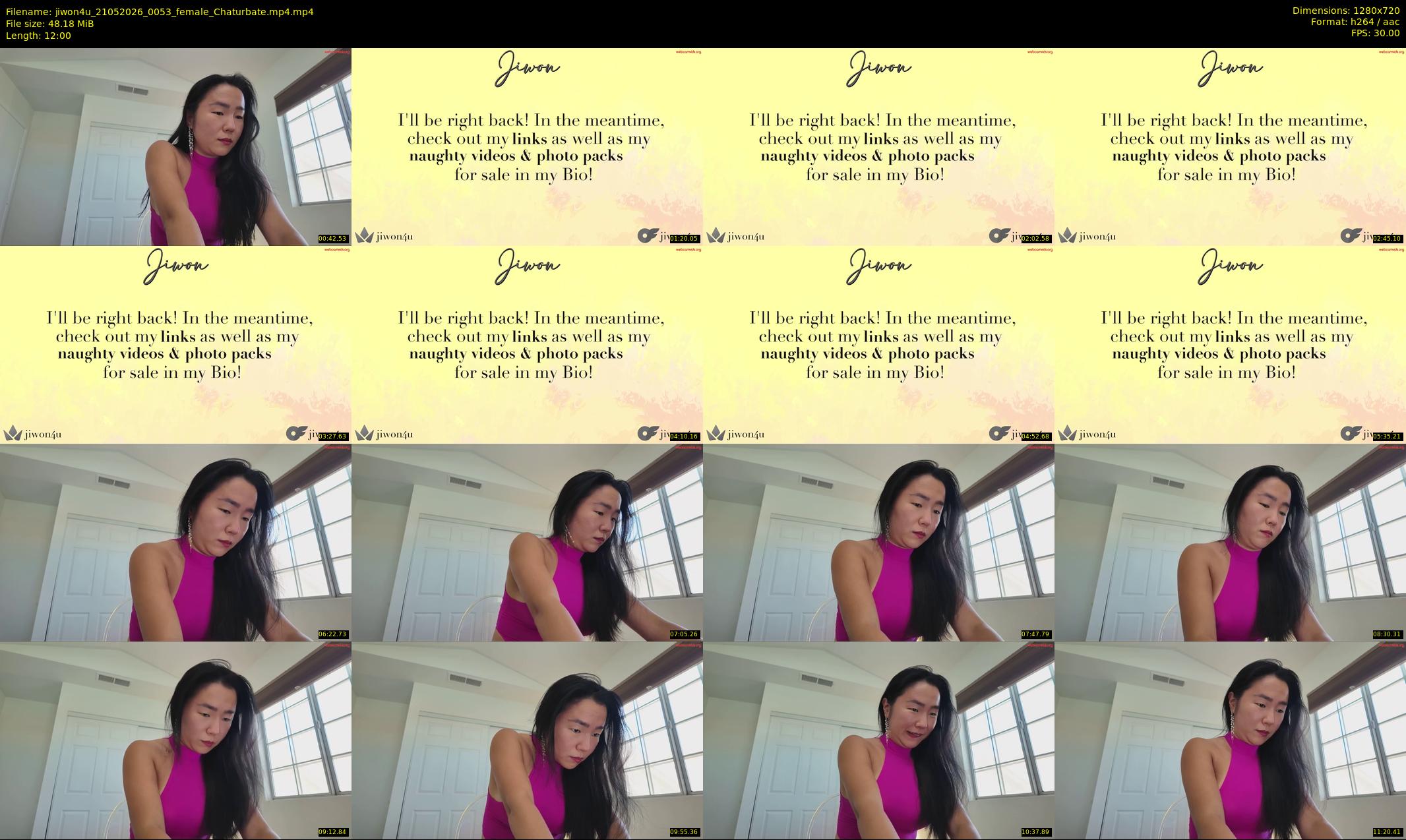 jiwon4u — 12 minute Chaturbate female cam show recording, 720p, May 21, 2026