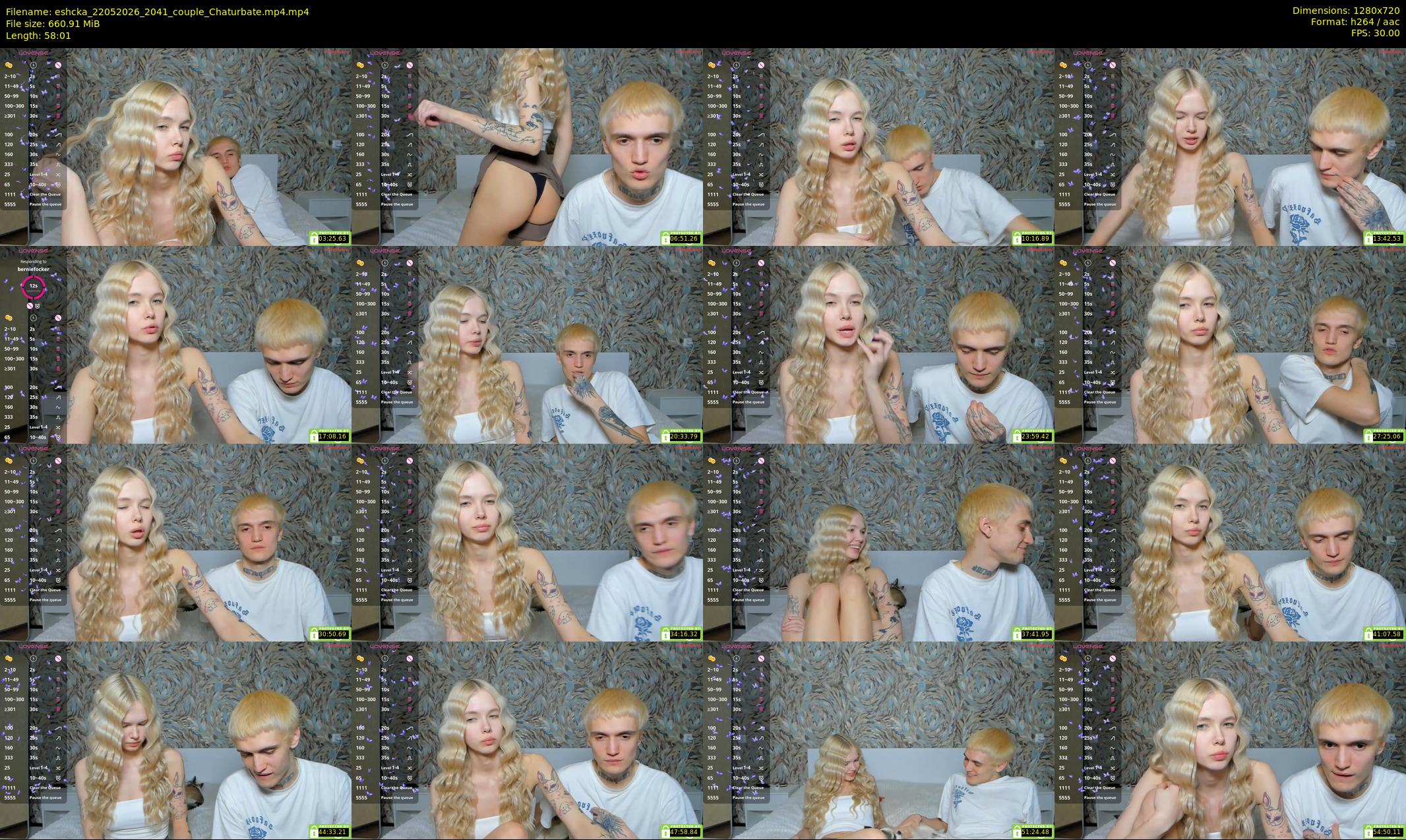 eshcka — 59 minute Chaturbate couple cam show recording, 720p, May 22, 2026