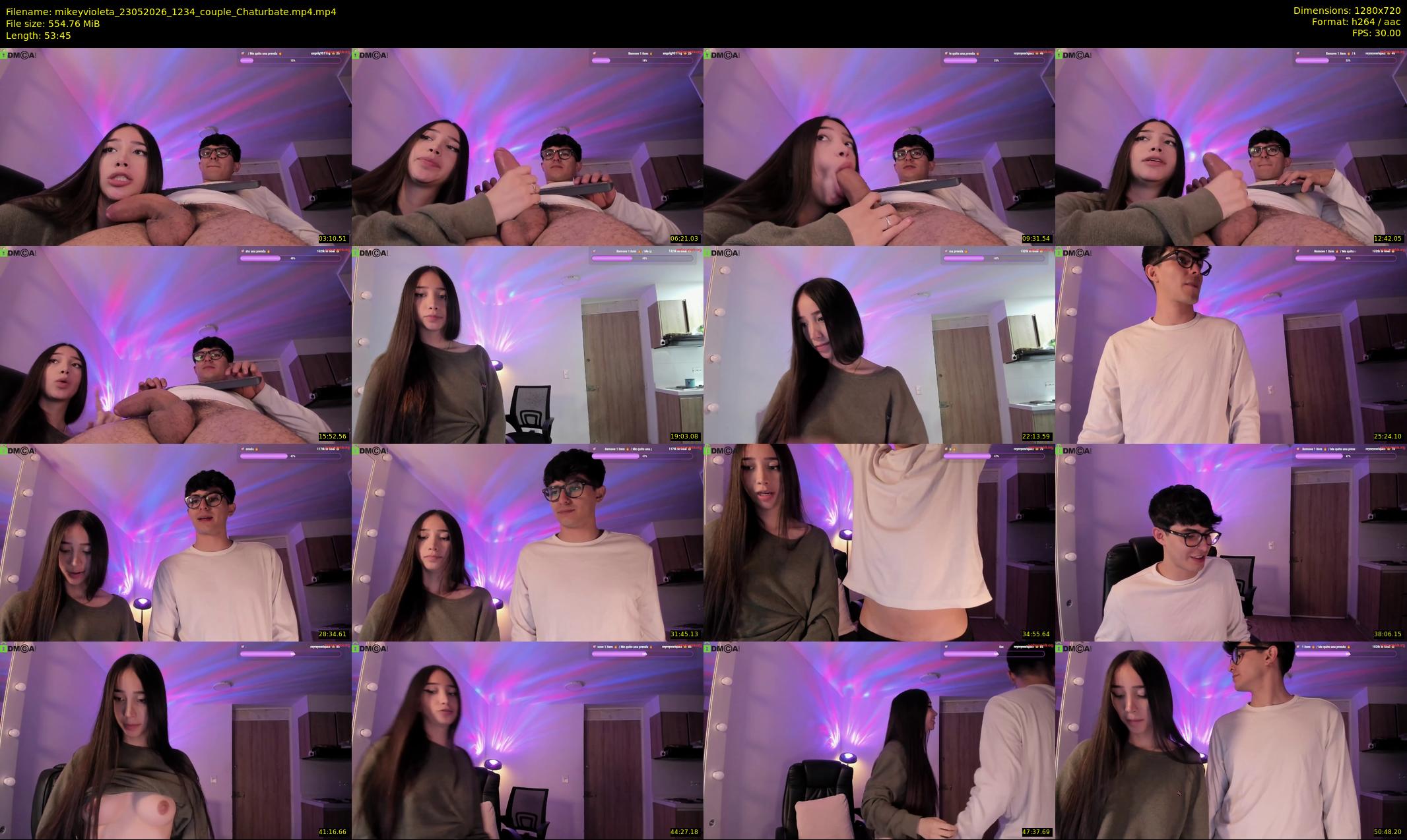 mikeyvioleta — 54 minute Chaturbate couple cam show recording, 720p, May 23, 2026