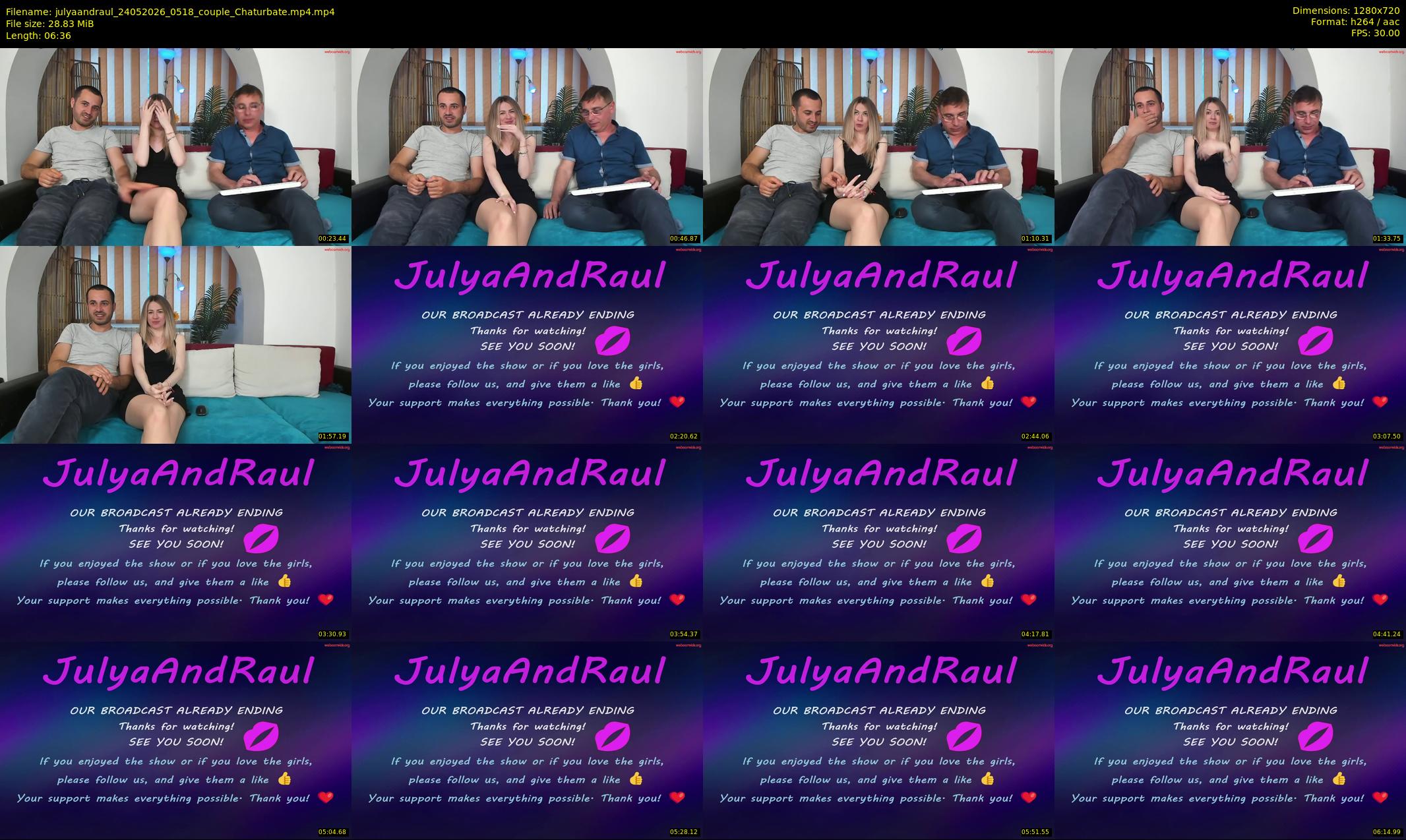 julyaandraul — 7 minute Chaturbate couple cam show recording, 720p, May 24, 2026