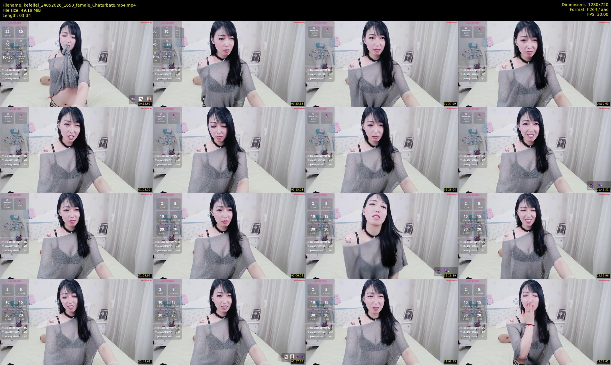 kefeifei — 4 minute Chaturbate female cam show recording, 720p, May 24, 2026