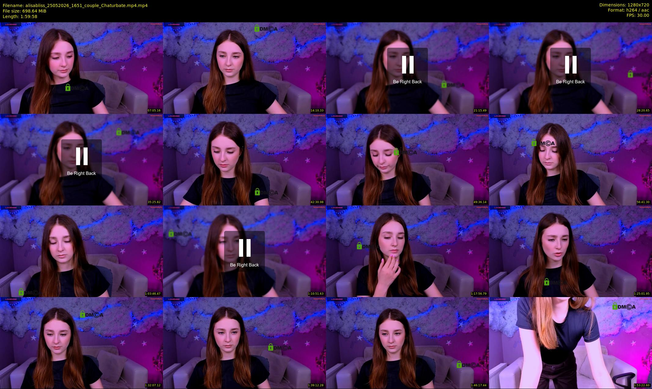 alisabliss — 120 minute Chaturbate female cam show recording, 720p, May 25, 2026